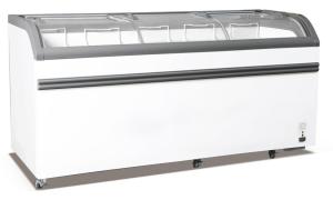 Quality Energy Saving Ice Cream Display Chest Freezer , 828L Curved Glass Door Deep Freezer wholesale