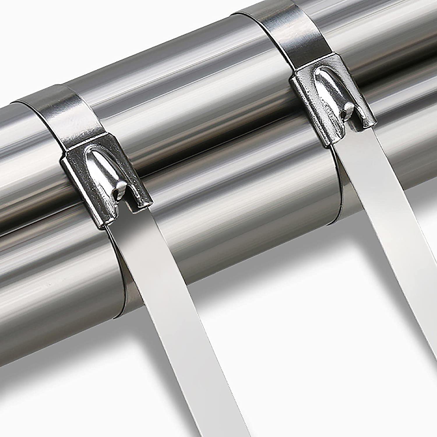 11.8inch White 304 Stainless Steel Cable Ties Self-locking Metal Zip Ties for Corrosion Resistant and Secure Wrap