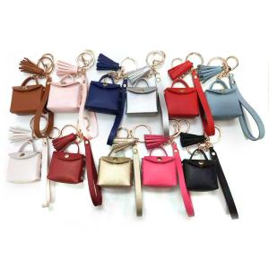 Quality Polyester 27g Black Leather Tassel Womens Wallet Keychain Sliver Plated wholesale