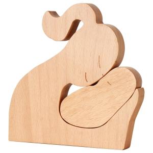 Quality Home Wooden Candle Holder Craft Decor Statue Cute Handmade Wooden Figurines Carving Wooden Decoration Orname wholesale