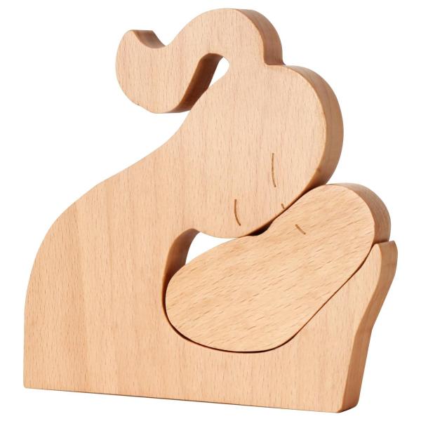 Home Wooden Candle Holder Craft Decor Statue Cute Handmade Wooden Figurines