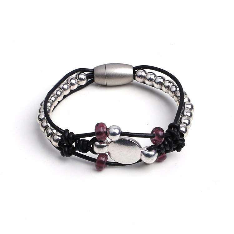 jewellery spring and summer new collection leather magnetic bracelet, fashion jewelry layers pu leather magnetic turquoi