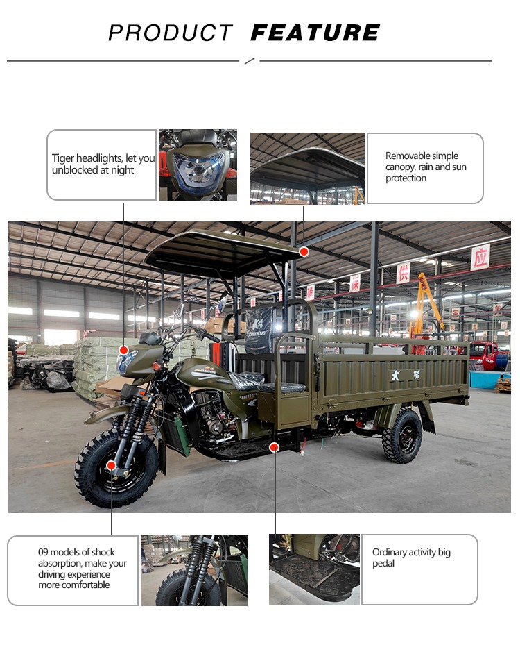 2022 High Popularity Adult Gasoline Motorcycle 250cc Adult Cargo Moto Truck Tricycle