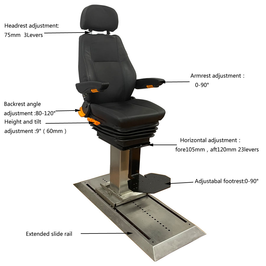 Slide Rail Marine Air Ride Seats Leather Marine Shock Absorbing Seats