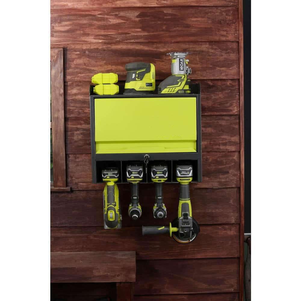 Garage Wall Mount Floating Shelf Set for Workshop Shed Pegboard Tool Cabinet Drill Storage Rack