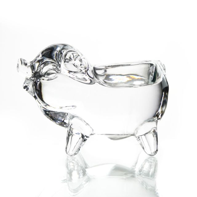 Simple Design Eco-Friendly Glass Transparent Animal Shape Pig Candle Holder for Home Decoration