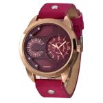 Big size Round Alloy Wrist Watch , Custom Design Metal Material Genuine Leather