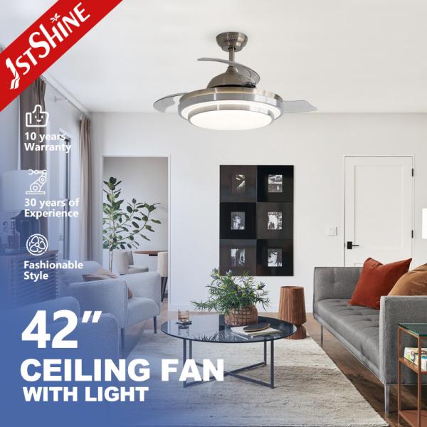 42 Inch Decorative Hidden Blade LED Light Ceiling Fan with Pure Copper Motor