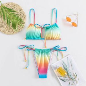 Quality Rainbow Colour Sexy Female Bikini Metal High Waist Skimpy Beach Bikinis Women wholesale