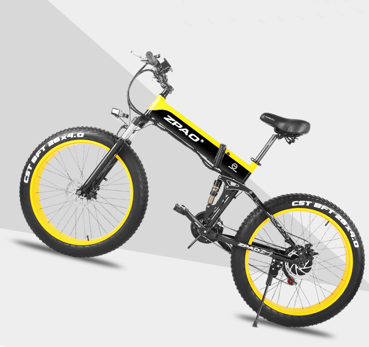 White 26"*4.0 CST Tyre Folding Electric Bike With 48V 12AH 500W Motor Big LCD E-bike