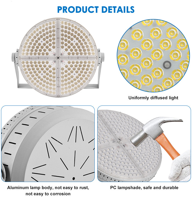 600W 500W High Mast Led Flood Light High Efficiency SMD2835/3030 Lens Angle 10°