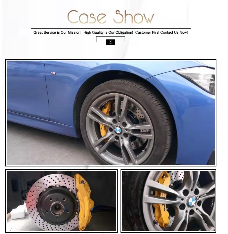 380*34mm Perforated Brake Disc 6 Pot Black Alloy Caliper