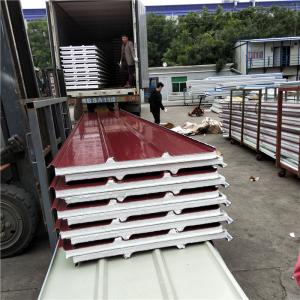Quality 0.4mm wine red color steel 50mm eps sandwich roof panel with 14kg for prefabricated buildings wholesale