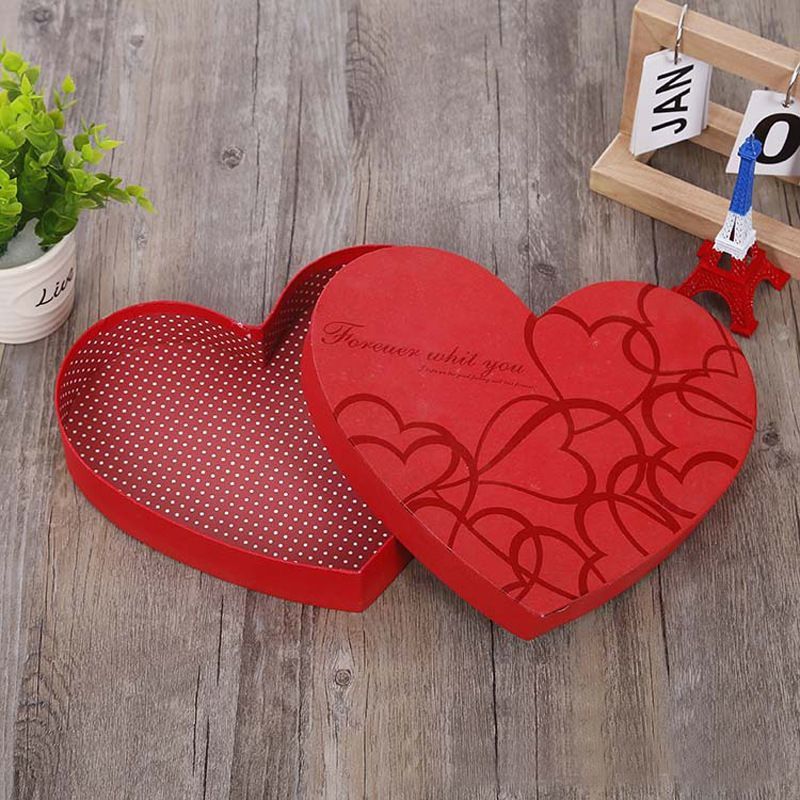 Fashion Luxury High Custom Christmas Seasonal Red Color Heart Shaped Lid and Base Paper Packaging Chocolate Box