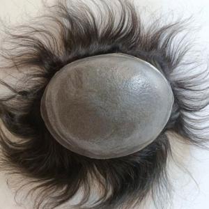 Quality 100% Human Hair V Loop Mens Topper Hairpiece Male Wigs Real Hair Ultra Thin wholesale