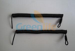 Quality Custom Attachments Solid Black PU Covered Extendable Plastic Spiral Safety Lanyard wholesale