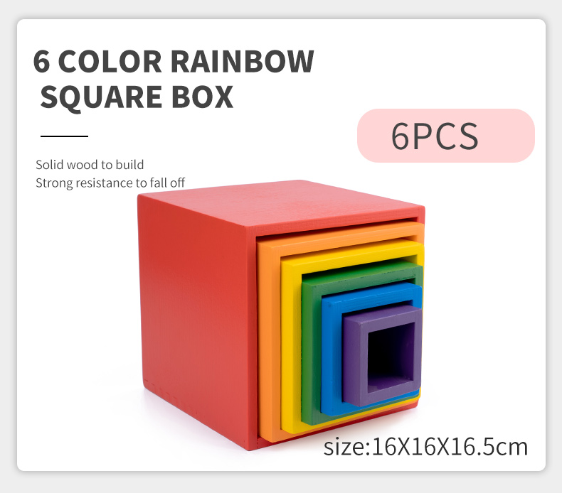 30cm Pine Wooden Blocks Toys Rainbow Building Blocks Tower Toys