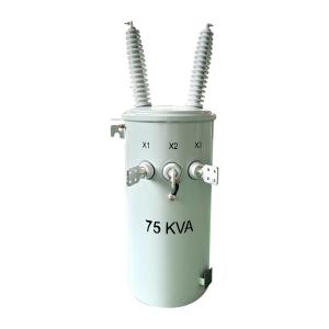 Quality 75KVA Single Phase Pole Mounted Transformer Oil Liquid 34500V To 120V wholesale