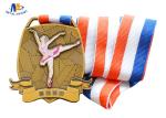 Zinc Alloy Metal Awards Dancing Stock Medals Antique Gold Plating Soft Enamel