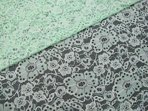 Quality Custom Durable Cotton Nylon Embroidered Lace Fabric Green Flower Pattern wholesale