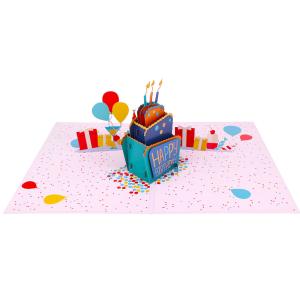 Quality 3D SBS Board Happy Birthday Paper Cards For Cake wholesale