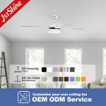 52inch 3 Speeds Remote LED Ceiling Fan With 5 ABS Blades