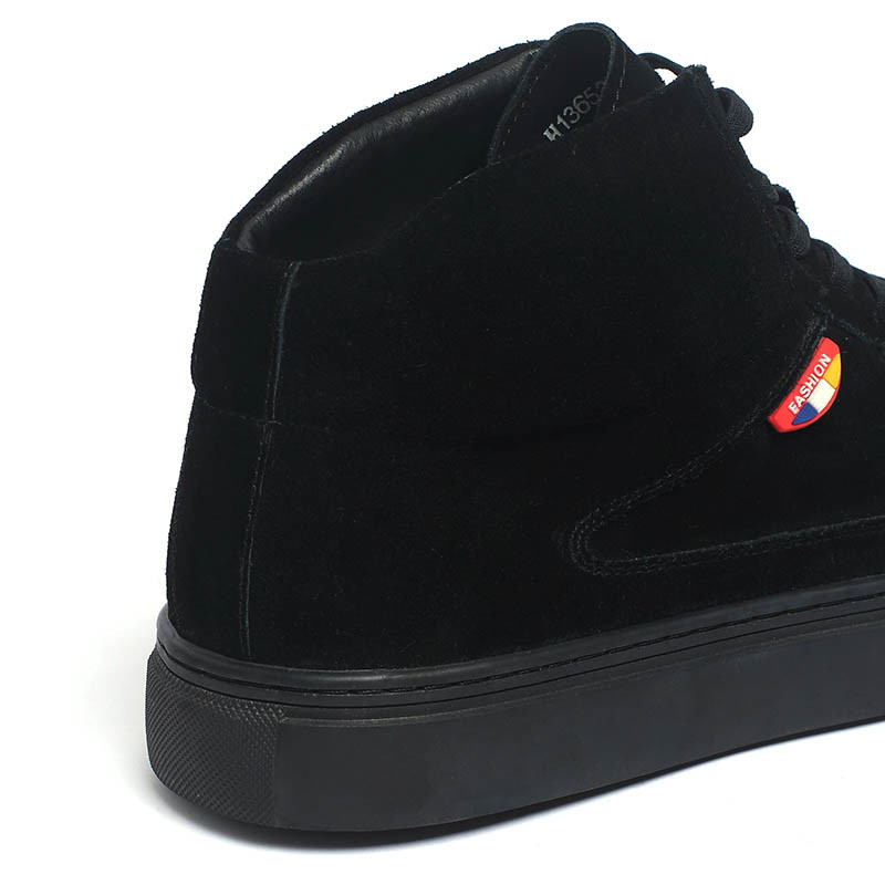 Breathable Rubber Outsole Black Lace Up Casual Shoes