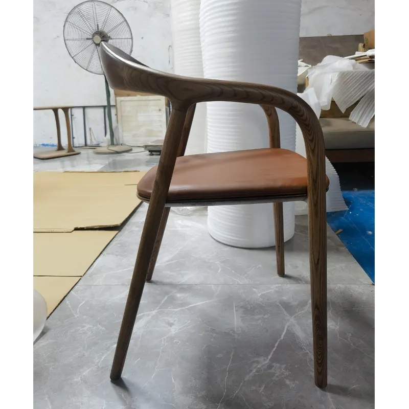 Ash Solid Wood Dining Chairs Dark Wood Dining Chairs With Leather Fabric Cushion