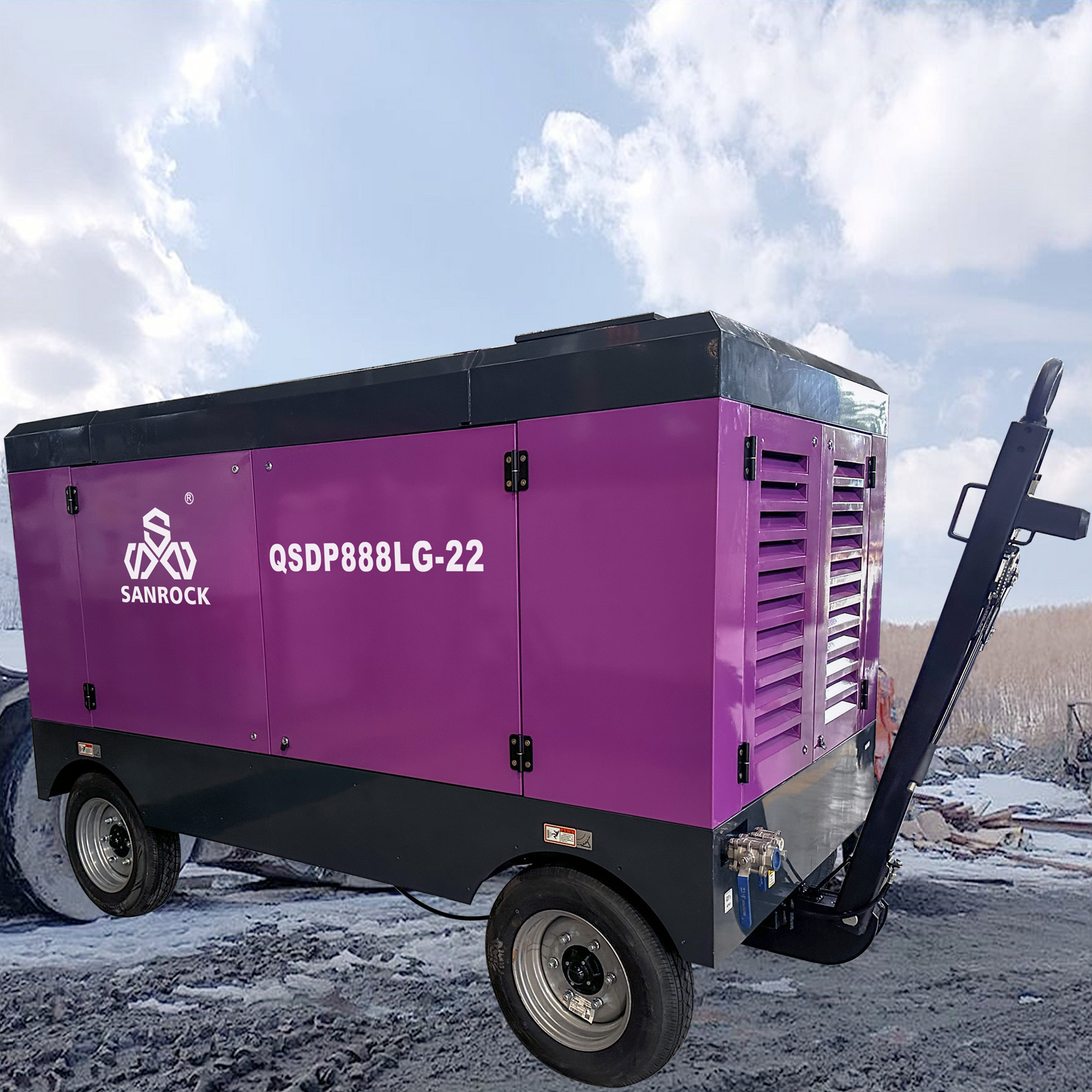 1750/1300rpm Max Working/Idle Speed High Pressure Diesel Air Compressor for Mining