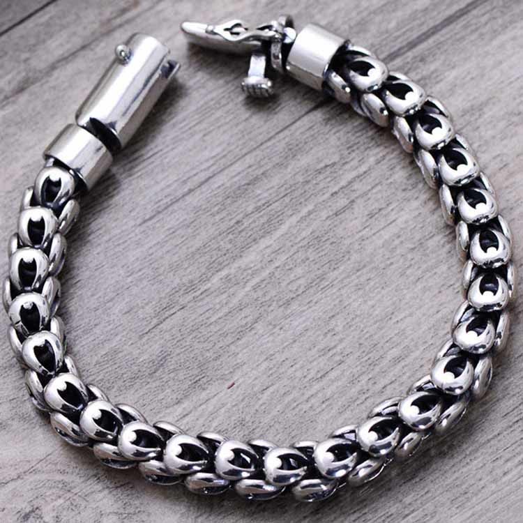 Chunky 925 Sterling Silver Dragon Link Chain Men Bracelet (058041)