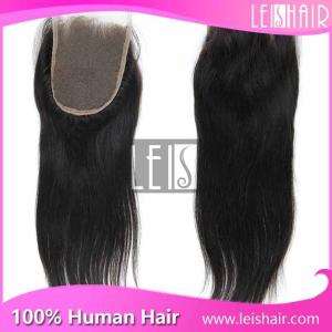 Quality top grade natural black virgin straight 4*4 lace closure wholesale