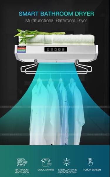 Bathroom smart clothes dryer newest and blank in market 800W silver color hotel