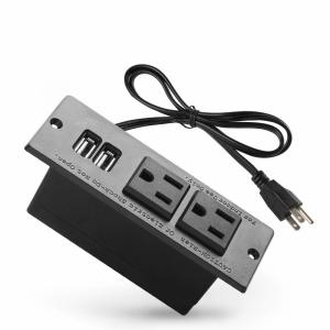 Quality Conference Recessed Table Outlet Desktop Power Strip With 2 USB Port wholesale