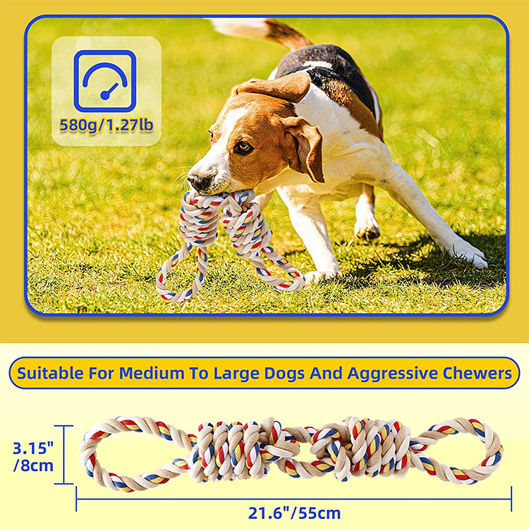 Dogs High Durable Rope Toy Large Interactive Bite Pet Knot Toy Colors Shows Long-lasting