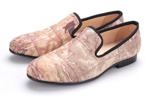 Quality Slip On Mens Velvet Loafers Embroidered Velvet Smoking Slippers wholesale