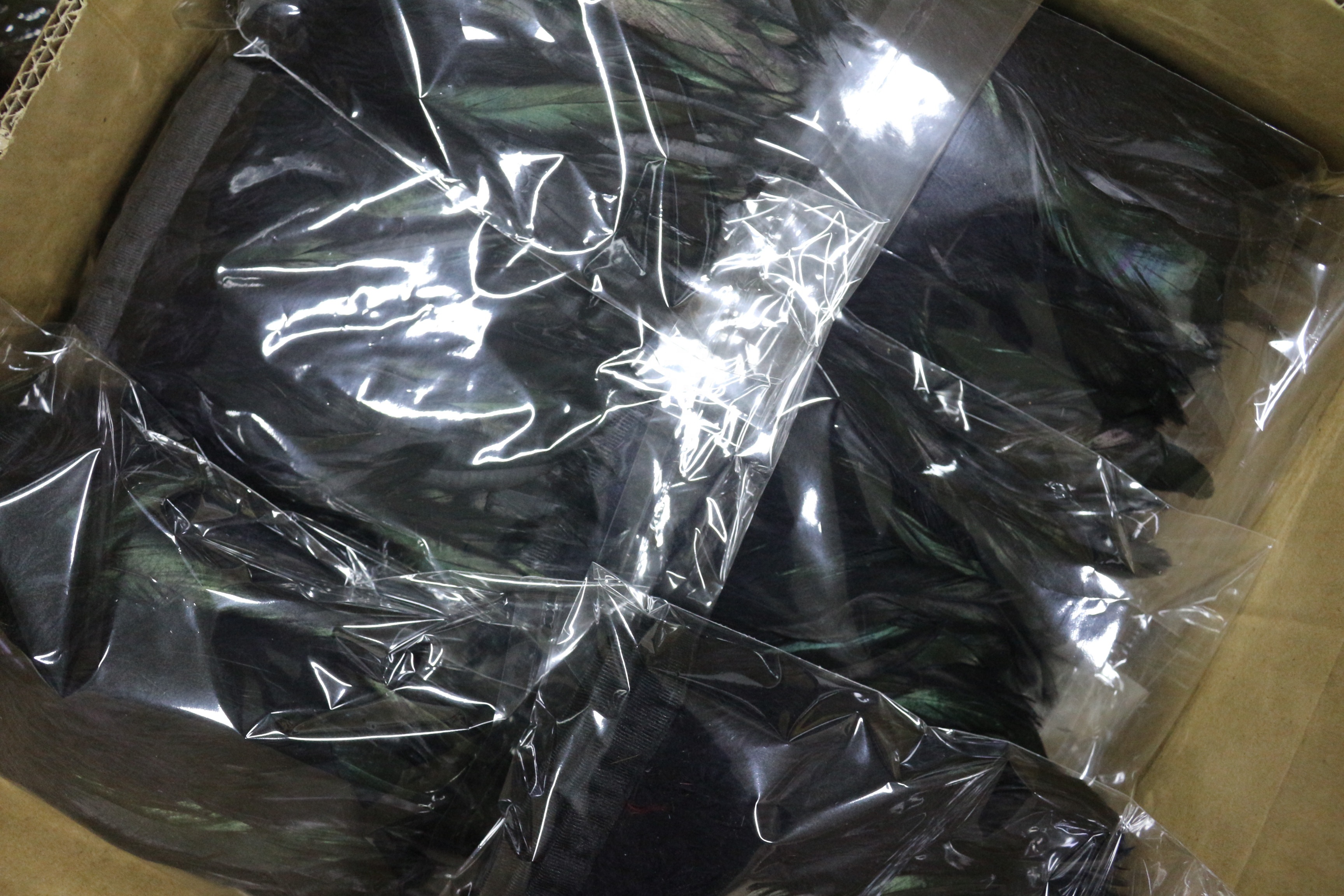 Black Coque Feather Fringe Trim With Satin Ribbon Shipping Via FedEx 4-6 Inches