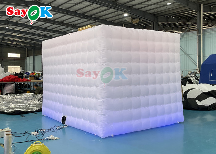 Inflatable Party Tent 3.5*2.8*2.5m LED Light Portable Inflatable Photo Booth White And Golden Color