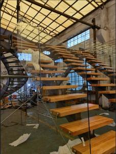 Quality Tempered Stair Railing Glass Stainless Steel Wood Tread Curved wholesale