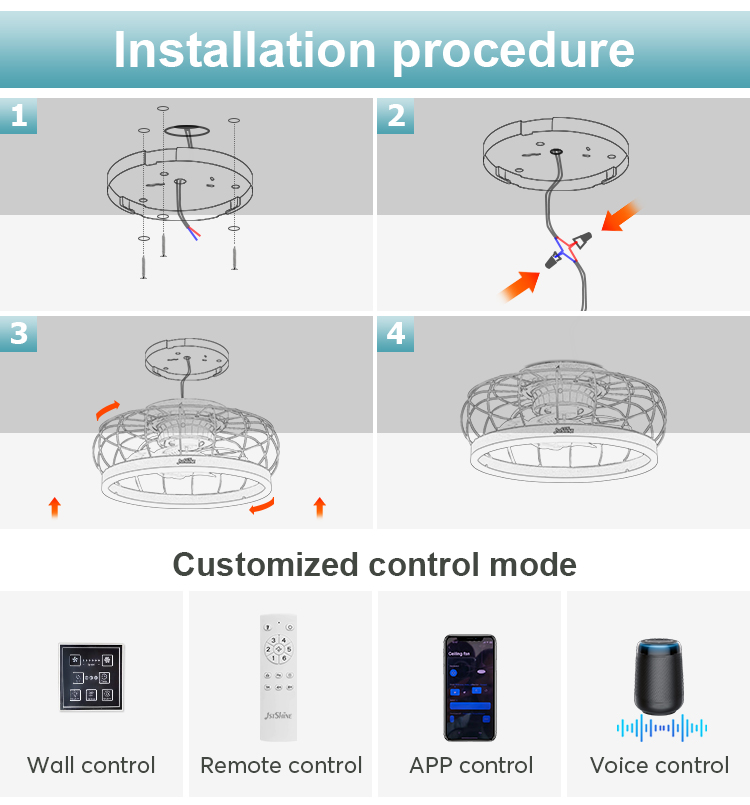 1stshine LED Modern Design Black Flush Mount Ceiling Fan with Remote Control Switch