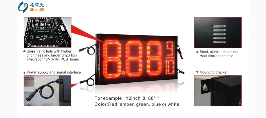 Media Datasheet LED 7 Segment LED Board Gas Light Display for Fuel Station Pylon Sign