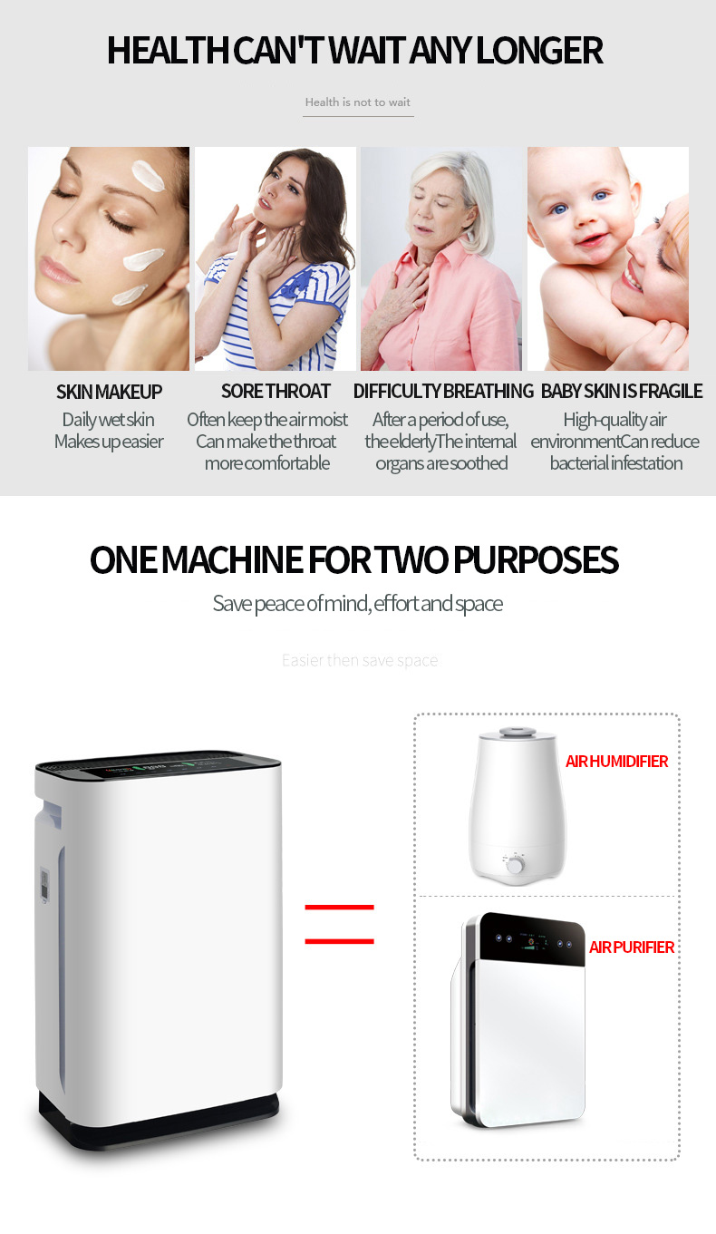 HOMEFISH 330M3/H Remote Control Negative Ion Air Purifier With Multiple HEPA Filters