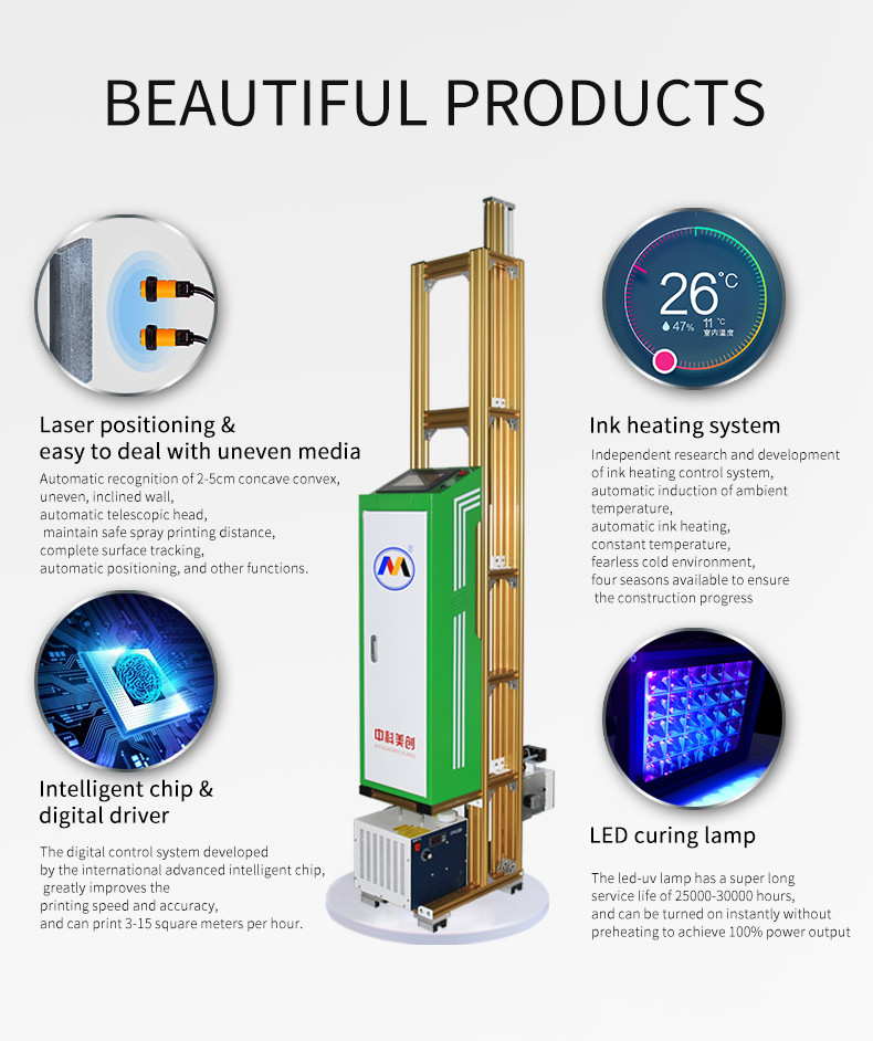 2880dpi High Accuracy Wall Printer Robot Glass Mural Printing