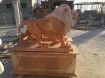 Garden decoration Nature Stone walking lions statue pink marble animal sculpture
