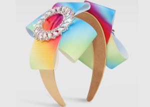 Quality Creative gradient color rainbow hair hoop headbands lady girls fashion exaggerated insert drill Yiwu accessories wholesale