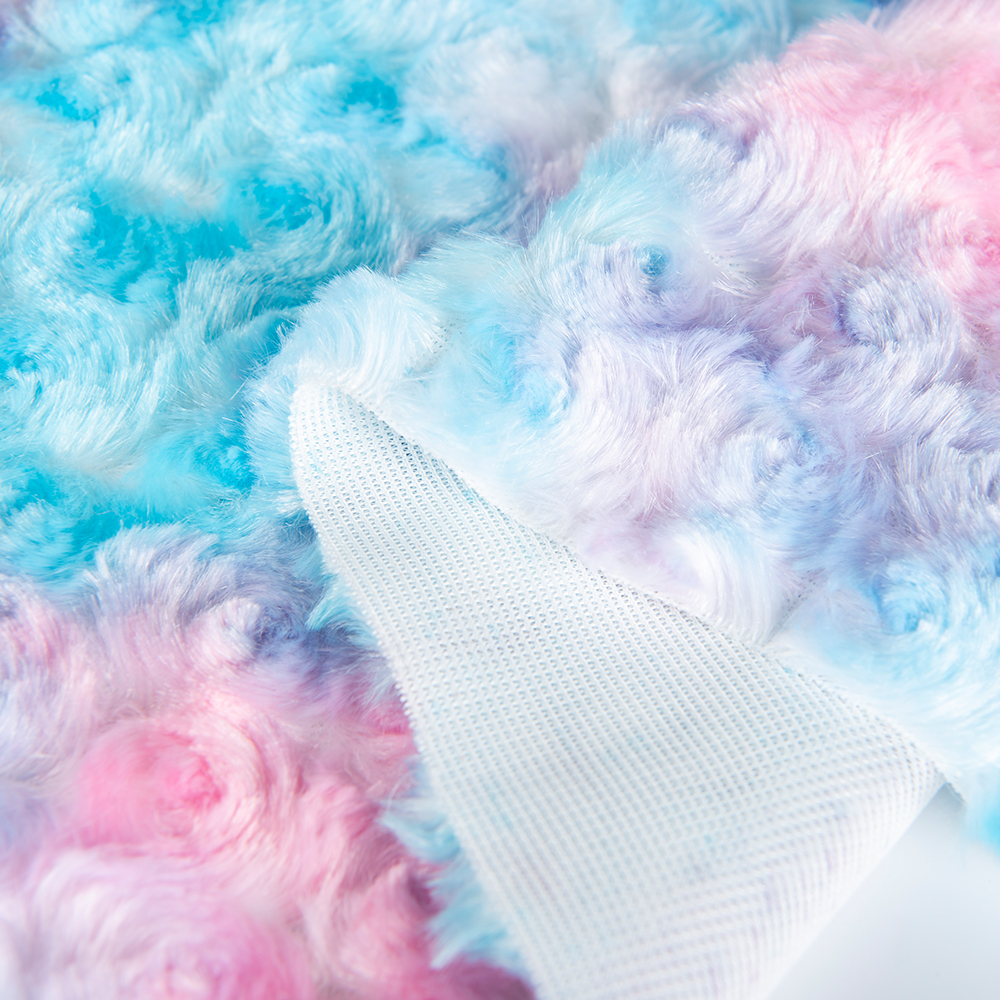 Tie Dye PV Fabric in Plush Pattern for 100% Polyester Carpet/Toy/Garment/Pet Mat
