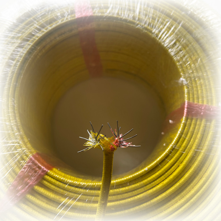 K Type Thermocouple Extension Cable With Yellow Fiberglass Insulation 1.29mm*2