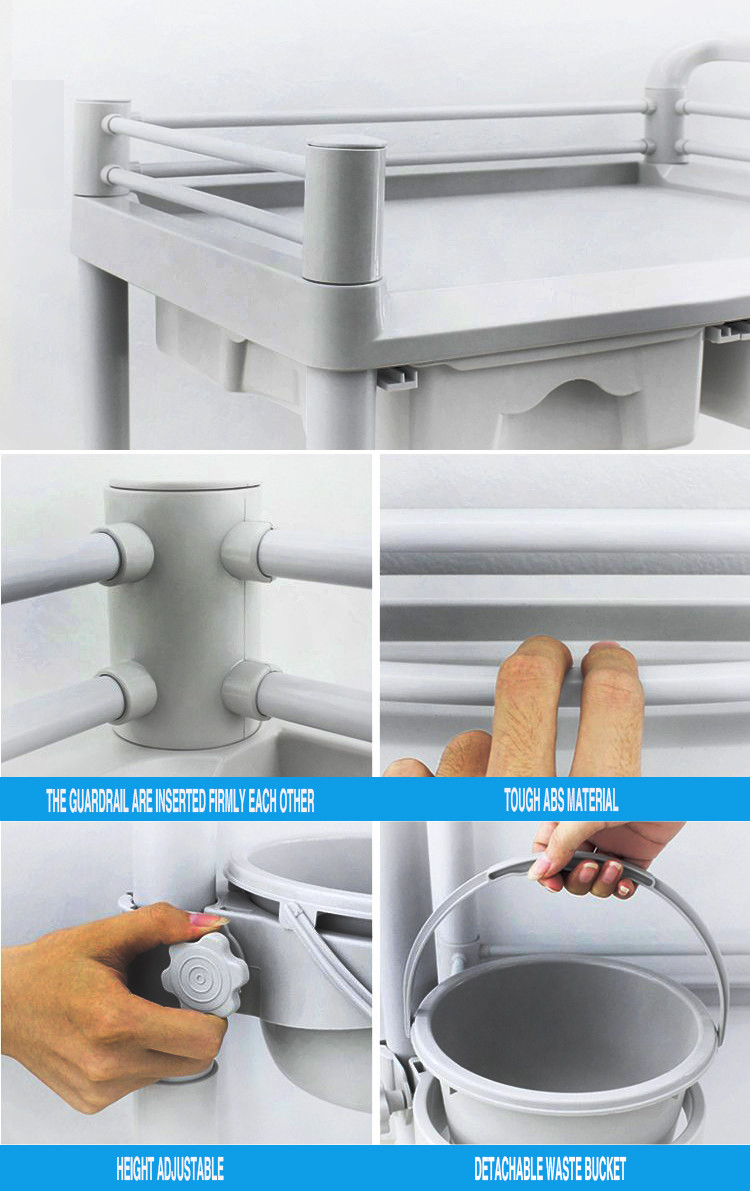 Electric Drawers Hospital Abs Medical Trolley Cart 4 Castors