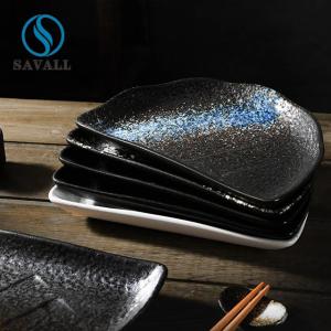 Quality Decorated 9&quot; Black Porcelain Dishes Half Moon Shape FDA EU Approved wholesale