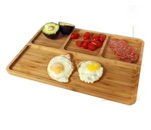 Quality 4 Compartment Fast Food Bamboo Serving Trays / Divided Plates wholesale