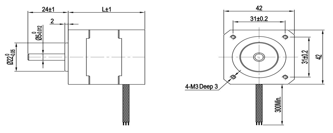 42mm Square Flange Brushless Motor 6 Slots Square BLDC Motor